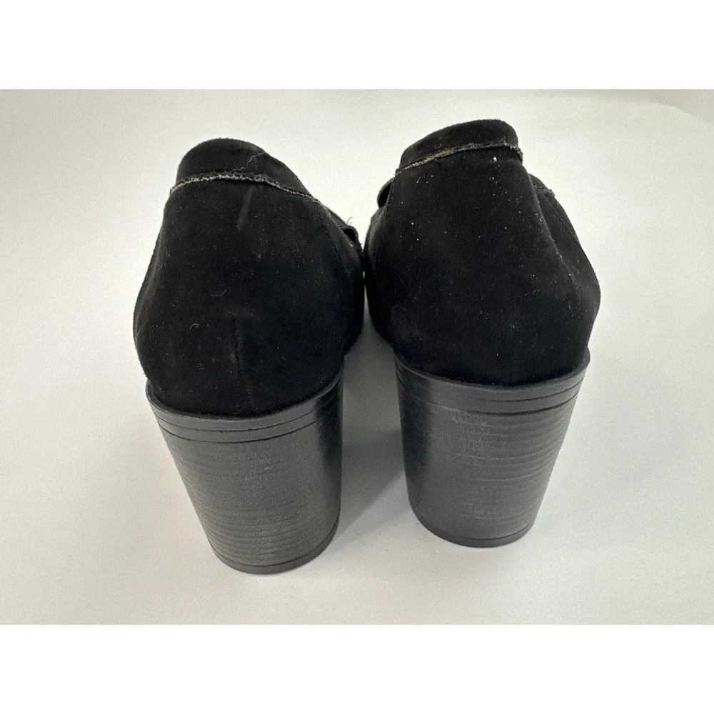 MIA Black Suede Tassel Loafer Block Heel Pumps Women's Size‎ 7.5M Shoes
